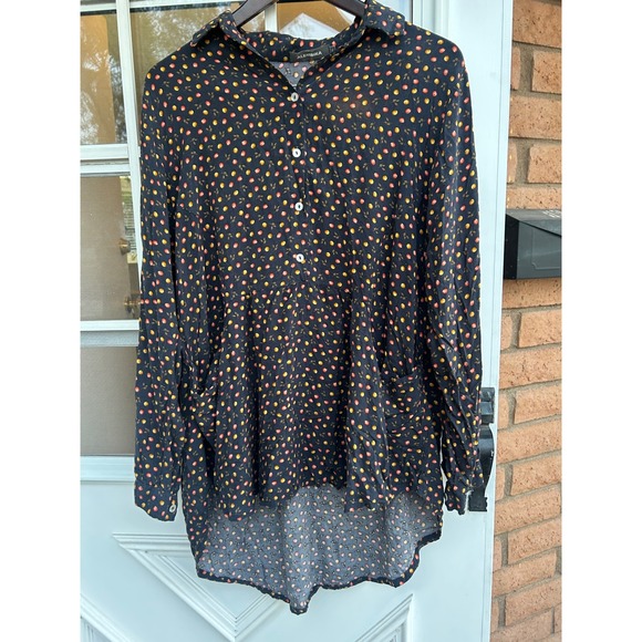 Alembika Tops - Alembika Button Top Fruit Print Asymmetric Hem Size 4 US 12 14‎ Lagenlook